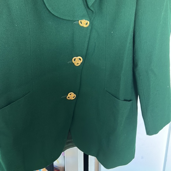 Oleg Cassini blazer green 100% wool size 10 - Picture 2 of 4